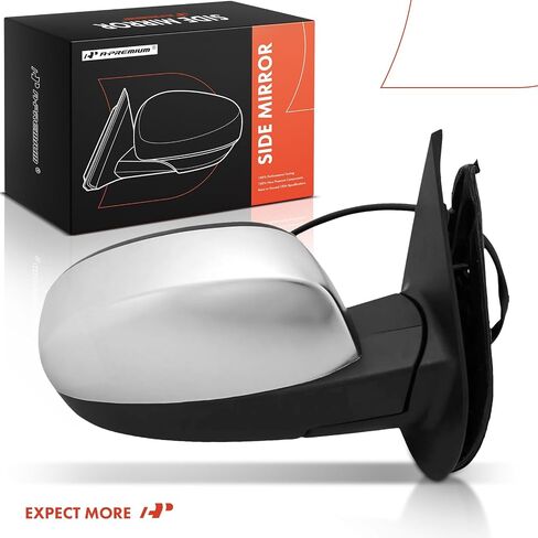 A-Premium Pair (2) Driver and Passenger Side Power Door Mirror - Compatible with Chevrolet Tahoe, Suburban 1500 2500 & GMC Yukon, Yukon XL 1500 2500 - Heated Manual Folding Black+Chrome in Saudi Arabia