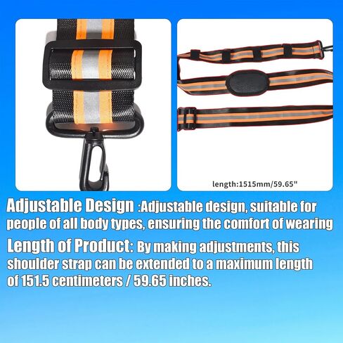 High-Visibility Reflective Shoulder Strap for Two-Way Radio Holster, Convert Clip-On Holster to Crossbody Carry, Mic Cable Management & Secure Clip Holder, Adjustable with Heavy-Duty Hook Clips in Kuwait