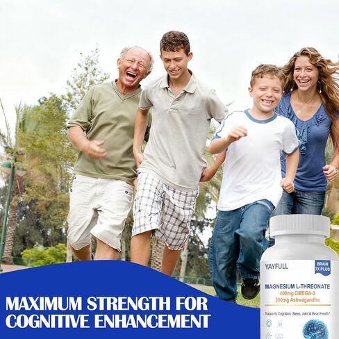Magnesium L-Threonate 2000mg with Vitamin D, K2, Fish Oil & Ashwagandha - Brain Health, Memory, Sleep Support - Vegan Non-GMO, 120 Capsules in Saudi Arabia