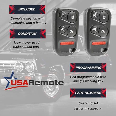 Car Key Fob Keyless Entry Remote fits 2001 2002 2003 2004 Honda Odyssey (OUCG8D-440H-A), Set of 2 in Saudi Arabia