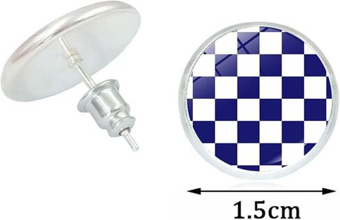 Dreuyet 2 Pairs Black White Checkered Stud Earrings for Women Men Cute Plaid Earrings Stainless Steel Posts Retro Classic Studs Checkerboard Print Glass Stud Earrings Fashion Studs Jewelry in Saudi Arabia
