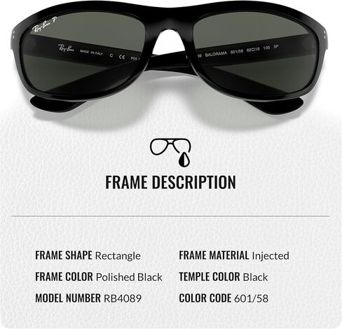 Ray-Ban RB4089 Balorama Rectangle Shape Sunglasses for Men and Women- Timeless Classic Sun Glasses with Modern Elegance - Premium UV Protection & Classic Lenses - Designer Men's and Women's Sunglasses in Saudi Arabia