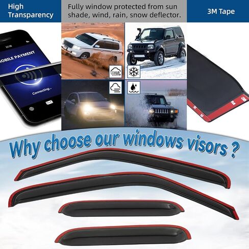 4pcs Front+Rear Smoke Tint Sun/Rain Guard Outside Mount Tape-On Vent Window Visors Compatible with 06-11 BMW E90 3-Series 08-12 M3 4-Door Sedan 323 325 328 330 335 i xdrive xi d in Saudi Arabia