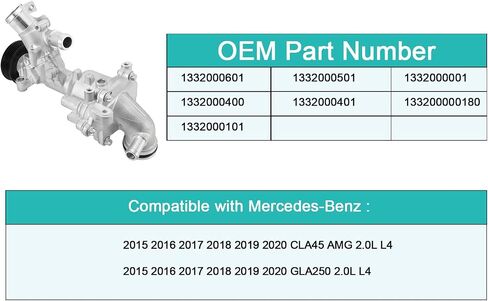 A2742000900 Water Pump (2.0L L4) For Mercedes-Benz C300 2015-2018, GLC300 2016-2019, GLC350e 2018-2019,SLC300 2017-2020,Sprinter 1500 2019-2023,Sprinter 2500 2019-2022 A2742000307 in Saudi Arabia