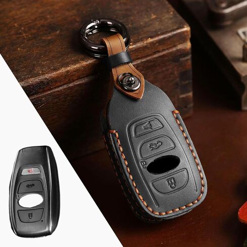 Premium Leather Key Fob Cover for Subaru Ascent BRZ Crosstrek Forester Impreza Legacy Outback WRX STI 2015-2023 2024 2025 Key Shell Case Holder Protector Accessories (Black) in Saudi Arabia