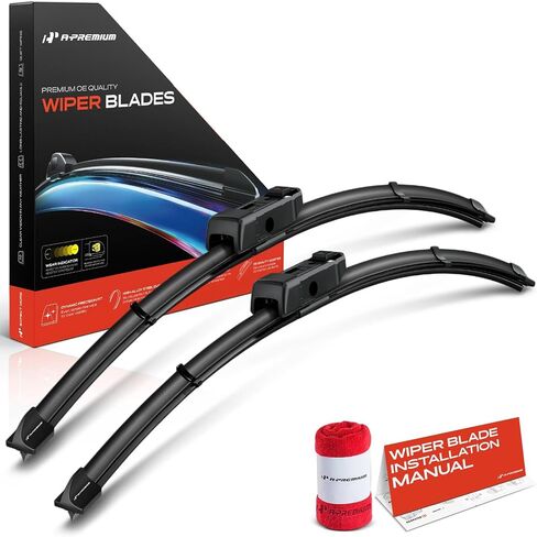 A-Premium Pack of 2 Windshield Wiper Blades with Wear Indicator & Towel - Compatible with Volkswagen Jetta 2019-2024 & Porsche Macan 2015-2024, Panamera 2014-2016 - 24" and 20", TLPN Connector in Saudi Arabia