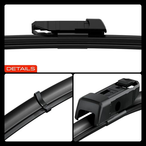 A-Premium Pack of 2 Windshield Wiper Blades with Wear Indicator & Towel - Compatible with Volkswagen Jetta 2019-2024 & Porsche Macan 2015-2024, Panamera 2014-2016 - 24" and 20", TLPN Connector in Saudi Arabia