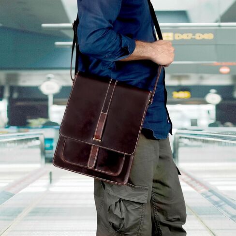 Handmade Leather Crossbody Bag – Vintage Messenger Satchel for Men & Women, Shoulder Sling Office Bag in Saudi Arabia
