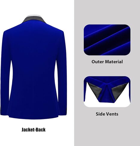 Rogers & Morris Velvet Tuxedo Suit for Men Solid Shawl Lapel 3 Piece Set Regular Fit Jacket Vest Pants Set in Kuwait