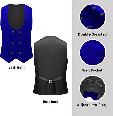 Rogers & Morris Velvet Tuxedo Suit for Men Solid Shawl Lapel 3 Piece Set Regular Fit Jacket Vest Pants Set in Kuwait
