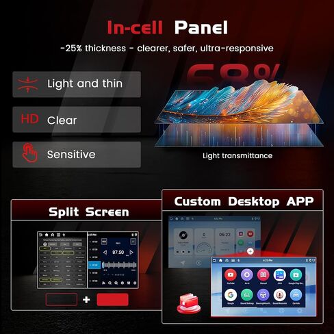 Android Car Stereo for Hyundai Sonata NF 2009-2010 with 9 Inch Touch Screen Wireless CarPlay Android Auto Bluetooth 2GB+64GB EQ 26UI Split Screen AHD Rear Camera in Kuwait