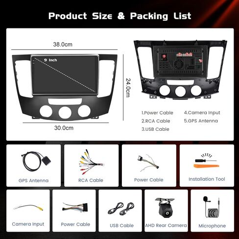 Android Car Stereo for Hyundai Sonata NF 2009-2010 with 9 Inch Touch Screen Wireless CarPlay Android Auto Bluetooth 2GB+64GB EQ 26UI Split Screen AHD Rear Camera in Kuwait