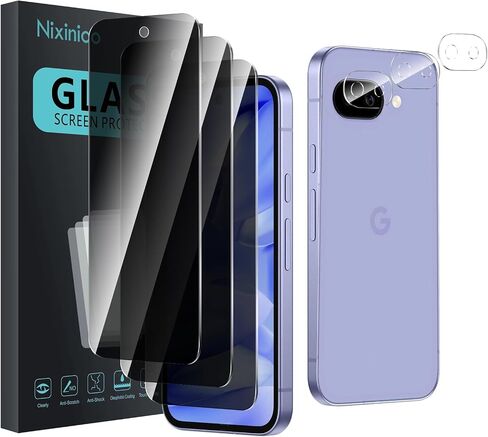 3 Pack Privacy Screen Protector for Google Pixel 8a With 3 Pack Camera Lens Protector, Anti Spy Tempered Glass 9H Hardness, Black Protector Anti Spy, Bubble Free, Anti-Scratch in Kuwait