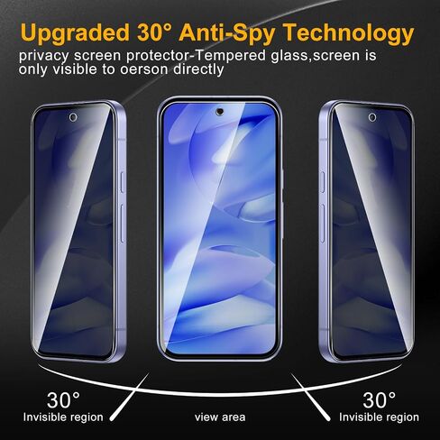 3 Pack Privacy Screen Protector for Google Pixel 8a With 3 Pack Camera Lens Protector, Anti Spy Tempered Glass 9H Hardness, Black Protector Anti Spy, Bubble Free, Anti-Scratch in Kuwait