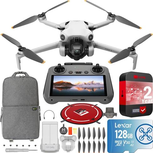 طائرة بدون طيار DJI Mini 4 Pro قابلة للطي مع جهاز تحكم RC 2 (مع شاشة) Fly More Combo، كاميرا فيديو 4K HDR للبالغين، أقل من 249 جرام، مستشعر متعدد الاتجاهات، حزمة 3 بطاريات مع ملحقات معدات ديكو in Kuwait