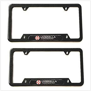 Carbon Fiber Stainless Steel Umbrella Corporation Sport License Plate Cover Frames Holder W/Screw Caps Universal Umbrella (2 CB) in Saudi Arabia