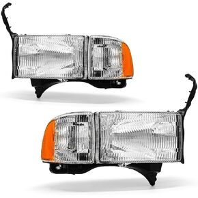 For 2009-2012 Dodge Ram 1500 2500 3500 Pickup Dual Cab Trims Headlights Chrome Housing Amber Reflector Driver and Passenger Side(Not fit Quad Models) Pair in Kuwait