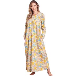 AmeriMark Women Full-Length Flannel Nightgown Pajamas – Ladies Lightweight Warm Cotton Night Gown Nightshirt for Sleeping in Kuwait