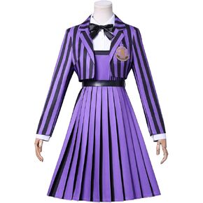 Enid Sinclair Costume for Women Aldult Addams Purple Blazer Jacket Dress Halloween Cosplay Outfits in Kuwait