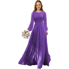 Long Sleeve Junior Bridesmaid Dresses with Slit Round Neck First Communion Dress with Pockets AI016 in Saudi Arabia