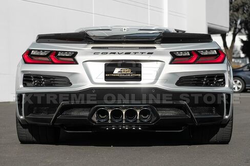 Replacement for 2023-Present Corvette C8 E-Ray & Z06 Models | GM Factory Style Polycarbonate Jake Skull Logo Rear Trunk Lid Wing Wickerbill Spoiler Extension Winglet Pair (Light Tinted) in Kuwait