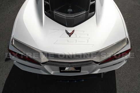 Replacement for 2023-Present Corvette C8 E-Ray & Z06 Models | GM Factory Style Polycarbonate Jake Skull Logo Rear Trunk Lid Wing Wickerbill Spoiler Extension Winglet Pair (Light Tinted) in Kuwait
