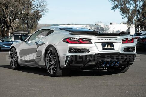 Replacement for 2023-Present Corvette C8 E-Ray & Z06 Models | GM Factory Style Polycarbonate Jake Skull Logo Rear Trunk Lid Wing Wickerbill Spoiler Extension Winglet Pair (Light Tinted) in Kuwait