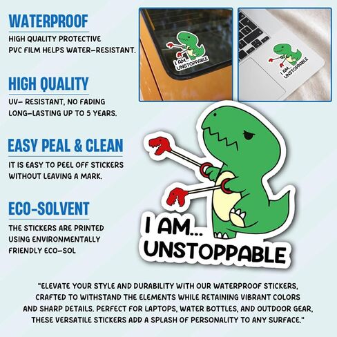 (3Pcs) Dinosaur I Am Unstoppable T-rex Vinyl Decal Sticker, Dinosaur Bumper Sticker, Dinosaur Car Accessories, Dinosaur Car Decal - Stickers for Laptop Water Bottle Phone Car Window Helmet 3" in Kuwait