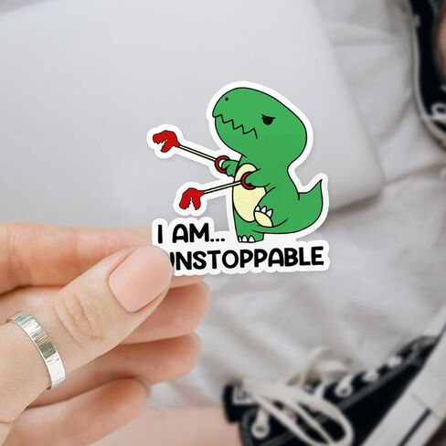 (3Pcs) Dinosaur I Am Unstoppable T-rex Vinyl Decal Sticker, Dinosaur Bumper Sticker, Dinosaur Car Accessories, Dinosaur Car Decal - Stickers for Laptop Water Bottle Phone Car Window Helmet 3" in Kuwait