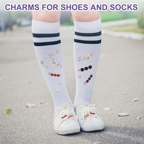 MECCANIXITY Shoe Charm for Sneakers, Faux Pearl Bow Tulle Mesh Bow Shoelace Rhinestone Brooches Accessories in Saudi Arabia