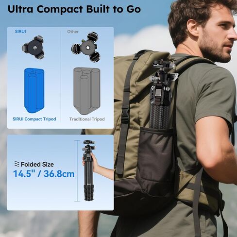 SIRUI Compact Mini Desktop Tripod, 20" Aluminum Portable Small Tabletop Tripod Stand with 360° Ball Head for DSLR, Camera, Phone, Loaded up to 22lbs, Phone Holder Included, AM-TT50 in Saudi Arabia