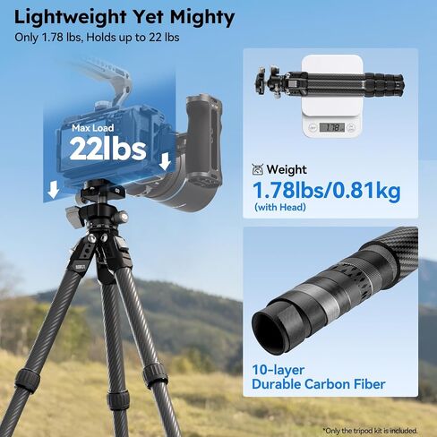 SIRUI Compact Mini Desktop Tripod, 20" Aluminum Portable Small Tabletop Tripod Stand with 360° Ball Head for DSLR, Camera, Phone, Loaded up to 22lbs, Phone Holder Included, AM-TT50 in Saudi Arabia