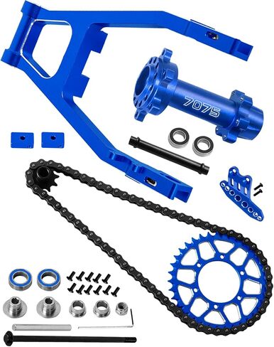 Steel Roller Chain&Rear Swing Arm&Rear Hub Chain Sprocket Gears&Front Sprocket&Chain Guard Protector&Rear Wheel Hub Hex Upgrades for L0Si 1/4 Promoto-MX Motorcycle RTR FXR,Silver in Saudi Arabia