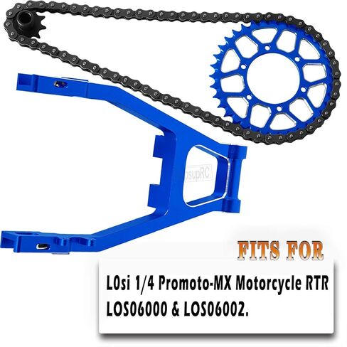 Steel Roller Chain&Rear Swing Arm&Rear Hub Chain Sprocket Gears&Front Sprocket&Chain Guard Protector&Rear Wheel Hub Hex Upgrades for L0Si 1/4 Promoto-MX Motorcycle RTR FXR,Silver in Saudi Arabia