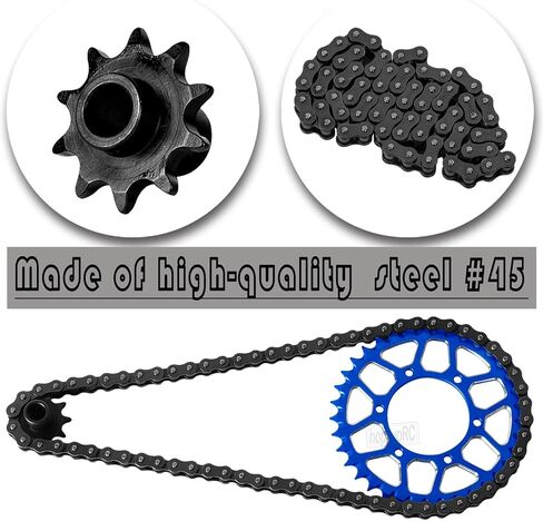 Steel Roller Chain&Rear Swing Arm&Rear Hub Chain Sprocket Gears&Front Sprocket&Chain Guard Protector&Rear Wheel Hub Hex Upgrades for L0Si 1/4 Promoto-MX Motorcycle RTR FXR,Silver in Saudi Arabia