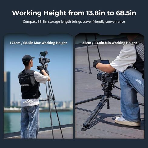 مجموعة حامل ثلاثي القوائم للفيديو خفيف الوزن من SmallRig مع رأس سائل 360 درجة، حامل ثلاثي للكاميرا من سبائك الألومنيوم مقاس 62 بوصة مع لوحة QR وحبل رفع، تحميل يصل إلى 6.2 رطل لكاميرات DSLR وكاميرات الفيديو والكاميرات AD-50Lite - 4684 in Saudi Arabia