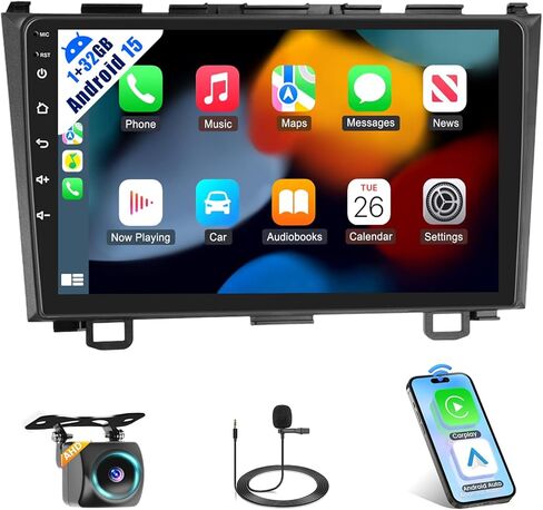 Android 13 Wireless Carplay Car Stereo لـ Honda CRV 2007-2011 - 9 بوصة راديو سيارة تعمل باللمس مع نظام الملاحة التلقائي Android اللاسلكي مع HIFI WiFi AHD Camera [1G & 32G] in Kuwait