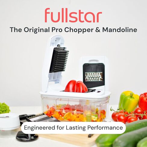 يشمل مروحية الخضار في Fullstar All -in -1 ، Slicer و Cheese Gather - Franch Fry Cutter & Veggie Dicer - Cheese Slicer - مكافأة يدويًا يدويًا (6 في 1 ، أسود/أبيض) in Kuwait