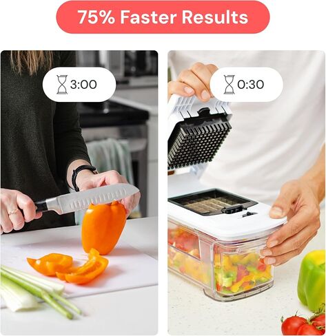 يشمل مروحية الخضار في Fullstar All -in -1 ، Slicer و Cheese Gather - Franch Fry Cutter & Veggie Dicer - Cheese Slicer - مكافأة يدويًا يدويًا (6 في 1 ، أسود/أبيض) in Kuwait