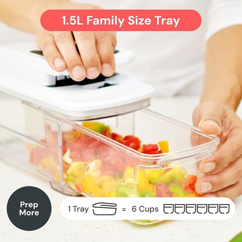 يشمل مروحية الخضار في Fullstar All -in -1 ، Slicer و Cheese Gather - Franch Fry Cutter & Veggie Dicer - Cheese Slicer - مكافأة يدويًا يدويًا (6 في 1 ، أسود/أبيض) in Kuwait