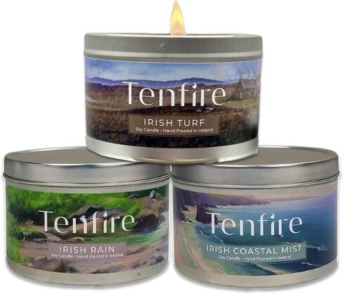 Irish Candles Gift Set of 3 – HandPoured Soy Wax Scented Candles - Irish Turf, Coastal Mist & Rain – 120H Burning, Soy Candle for Home Scented, Best Gift for Relaxation & Home Décor in Saudi Arabia