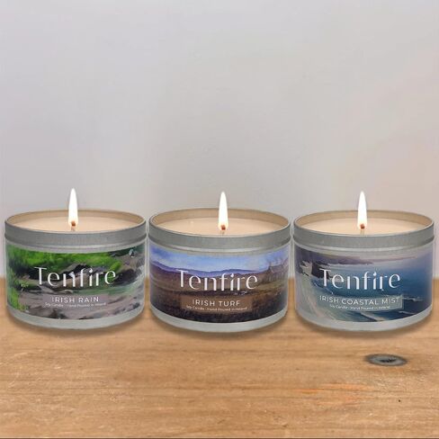Irish Candles Gift Set of 3 – HandPoured Soy Wax Scented Candles - Irish Turf, Coastal Mist & Rain – 120H Burning, Soy Candle for Home Scented, Best Gift for Relaxation & Home Décor in Saudi Arabia