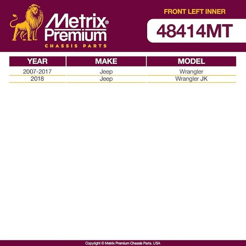 أجزاء هيكل Metrix Premium - وصلة سحب التوجيه الأمامية اليسرى (إلى ذراع Pitman) تناسب 2007-2017 Jeep Wrangler، 2018 Jeep Wrangler JK، استبدال ES3624، صنع في أوروبا in Saudi Arabia