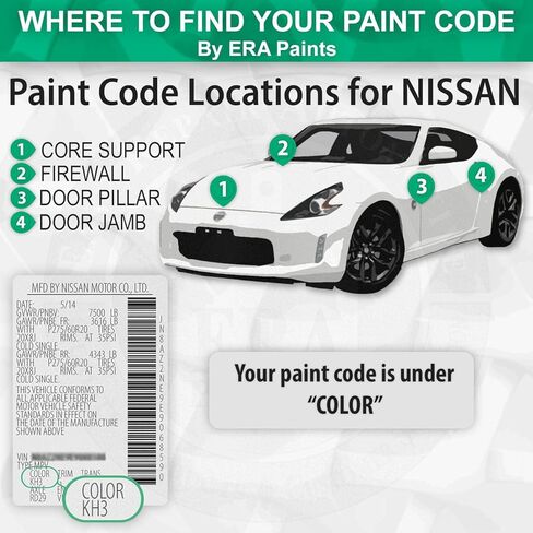 ERA Paints QAK - Blizzard for NISSAN Exact Match Automotive Spray Paint Spray - Premium Kit w/ 2K 3680061 Clearcoat in Kuwait