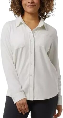 32 Degrees Ladies' Soft Fleece Button Up Shirt, Cream, L in Saudi Arabia