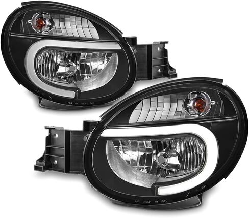 AKKON-For 2002 2003 Subaru Impreza Outback/RS/TS/WRX (نوع الهالوجين) LED DRL زوج المصابيح الأمامية السوداء in Saudi Arabia