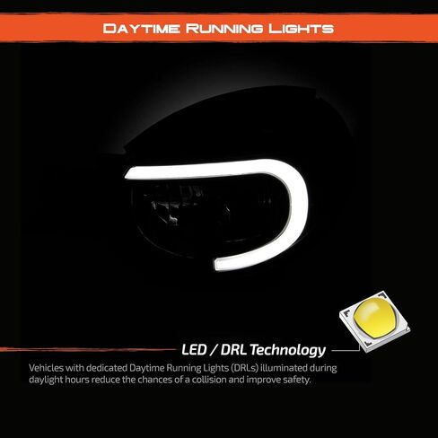AKKON-For 2002 2003 Subaru Impreza Outback/RS/TS/WRX (نوع الهالوجين) LED DRL زوج المصابيح الأمامية السوداء in Saudi Arabia
