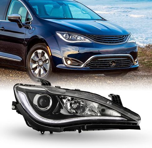 AKKON - Fit 2017 2018 2019 2020 Chrysler Pacifica 17-20 نوع هالوجين مع مصباح رباعي منخفض من الكروم ومصباح أمامي طراز OE للسائق - مجموعة الركاب in Saudi Arabia