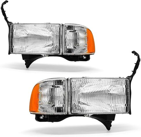 For 2009-2012 Dodge Ram 1500 2500 3500 Pickup Dual Cab Trims Headlights Chrome Housing Amber Reflector Driver and Passenger Side(Not fit Quad Models) Pair in Kuwait