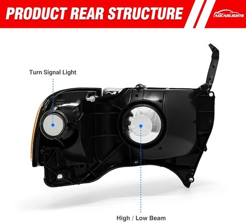 For 2009-2012 Dodge Ram 1500 2500 3500 Pickup Dual Cab Trims Headlights Chrome Housing Amber Reflector Driver and Passenger Side(Not fit Quad Models) Pair in Kuwait